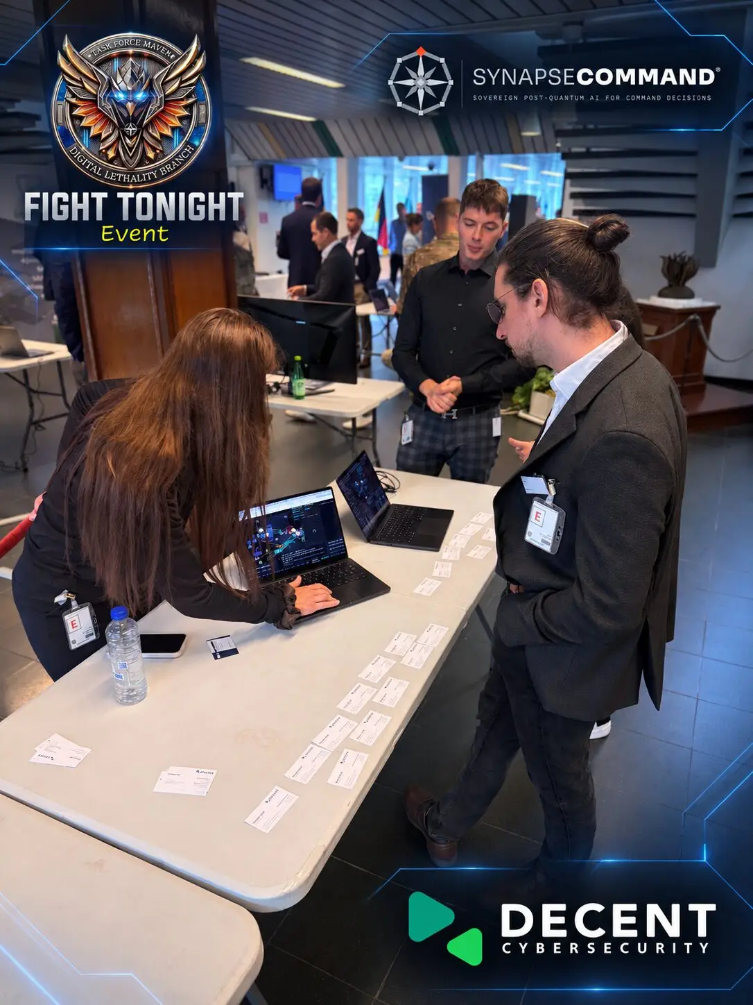 Decent Cybersecurity team demonstrating CommanderNL at the NATO Maven Smart System commissioning event, SHAPE Mons, Belgium